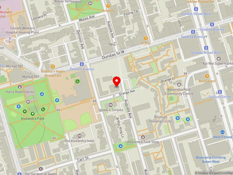 RentSafeTO apartment evaluation map view of 164 GRANGE AVE in Spadina-Fort York, Toronto