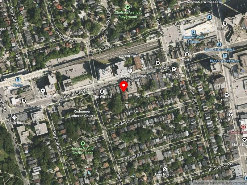 RentSafeTO apartment evaluation satellite view of 1643 BLOOR ST W in Parkdale-High Park, Toronto