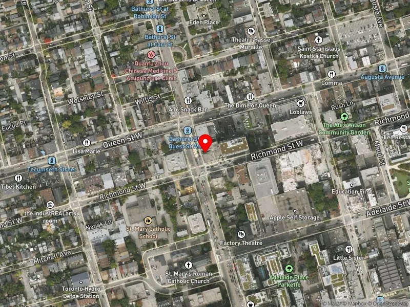 RentSafeTO apartment evaluation satellite view of 165 BATHURST ST in Spadina-Fort York, Toronto