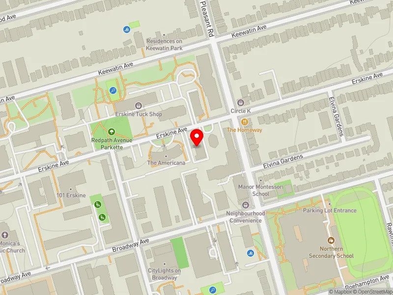 RentSafeTO apartment evaluation map view of 165 ERSKINE AVE in Don Valley West, Toronto