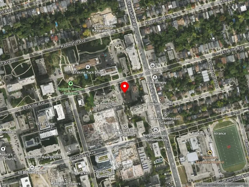 RentSafeTO apartment evaluation satellite view of 165 ERSKINE AVE in Don Valley West, Toronto