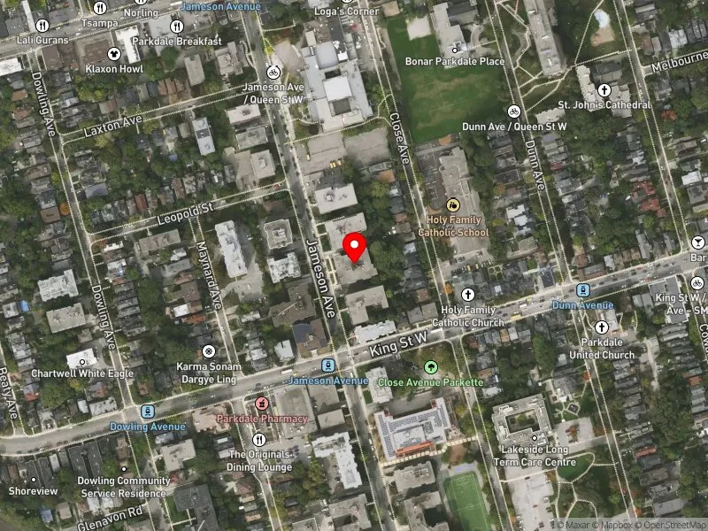 RentSafeTO apartment evaluation satellite view of 165 JAMESON AVE in Parkdale-High Park, Toronto