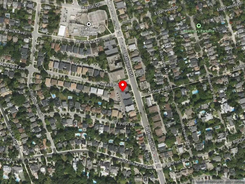 RentSafeTO apartment evaluation satellite view of 1650 BATHURST ST in Toronto-St. Paul's, Toronto