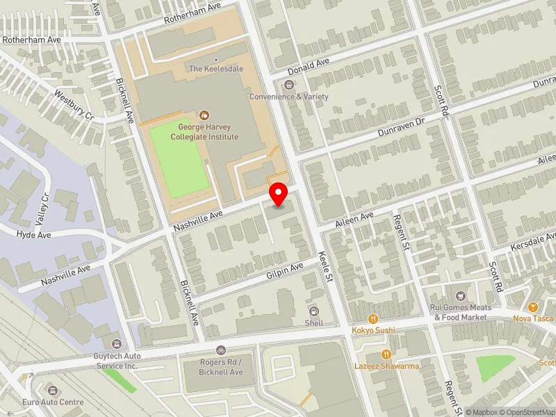 RentSafeTO apartment evaluation map view of 1650 KEELE ST in York South-Weston, Toronto