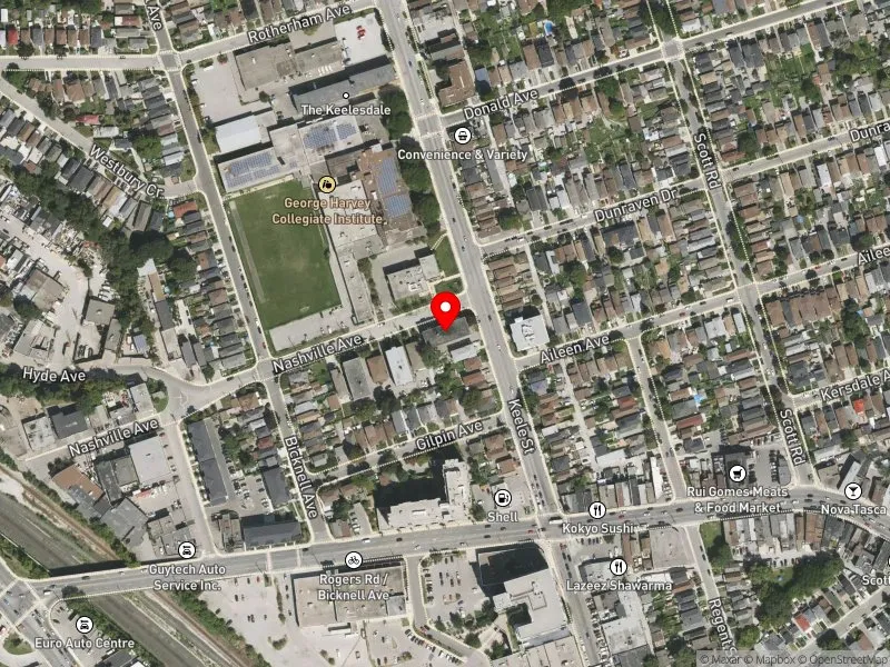 RentSafeTO apartment evaluation satellite view of 1650 KEELE ST in York South-Weston, Toronto
