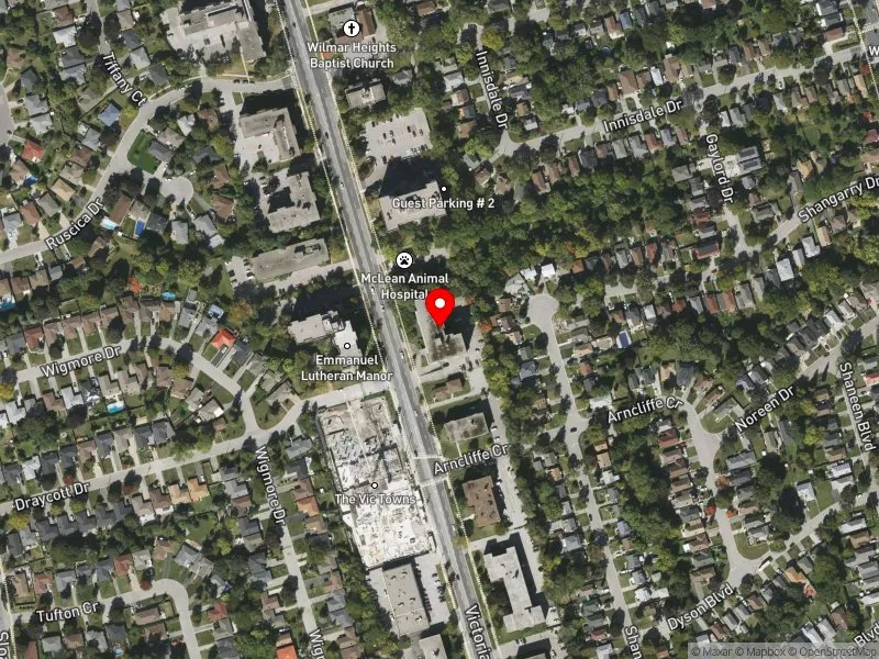 RentSafeTO apartment evaluation satellite view of 1651 VICTORIA PARK AVE in Scarborough Centre, Toronto
