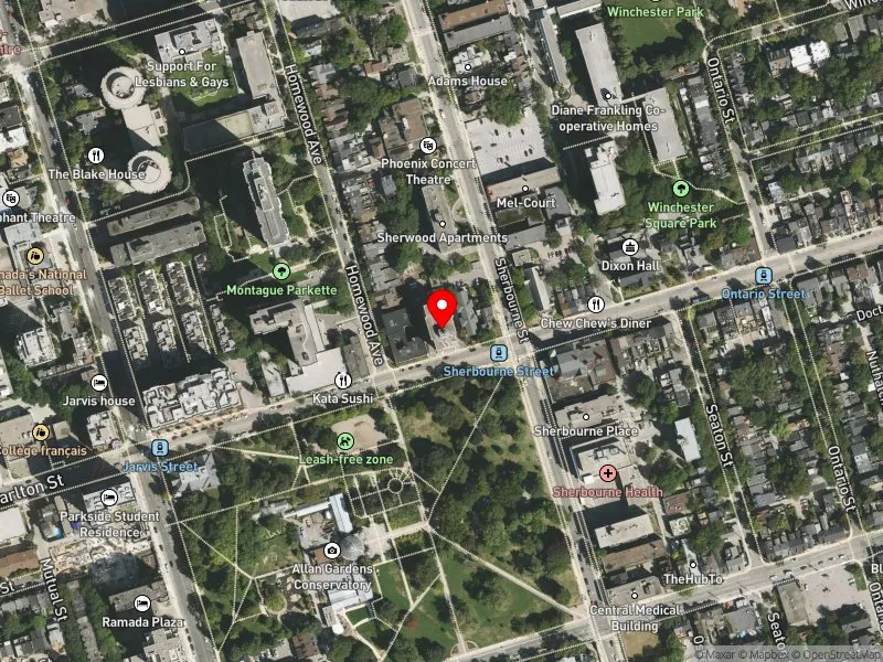 RentSafeTO apartment evaluation satellite view of 166 CARLTON ST in Toronto Centre, Toronto