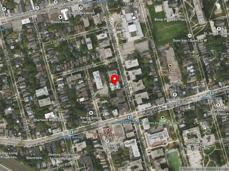 RentSafeTO apartment evaluation satellite view of 166 JAMESON AVE in Parkdale-High Park, Toronto