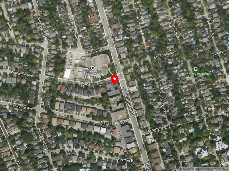 RentSafeTO apartment evaluation satellite view of 1660 BATHURST ST in Toronto-St. Paul's, Toronto