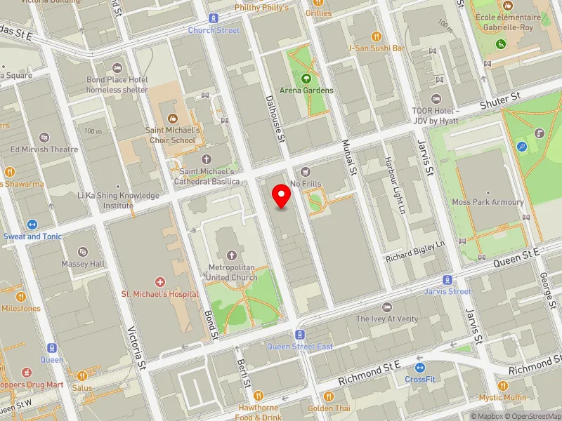 RentSafeTO apartment evaluation map view of 167 CHURCH ST in Toronto Centre, Toronto