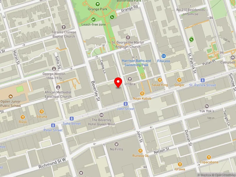 RentSafeTO apartment evaluation map view of 168 JOHN ST in Spadina-Fort York, Toronto