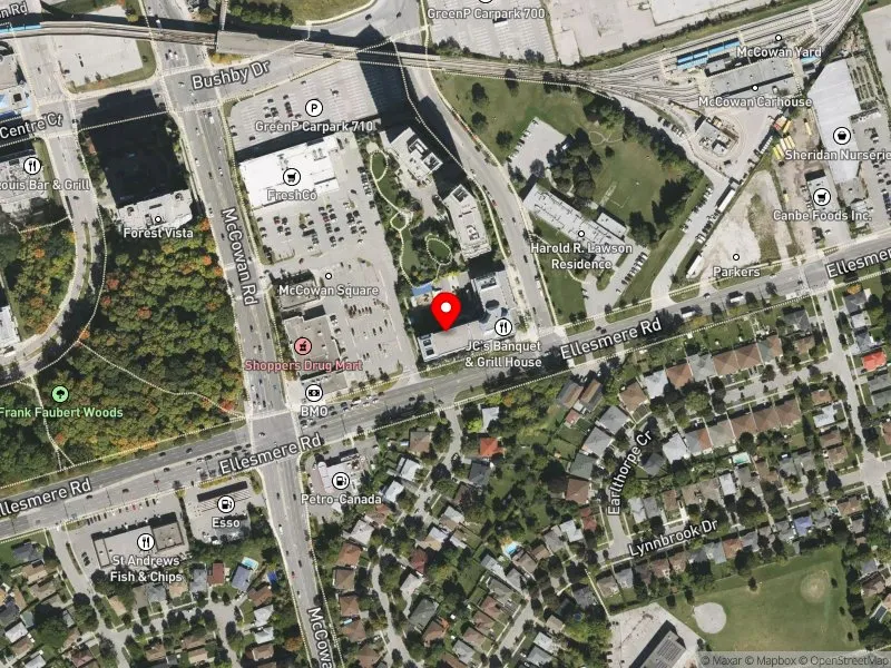 RentSafeTO apartment evaluation satellite view of 1680 ELLESMERE RD in Scarborough-Guildwood, Toronto