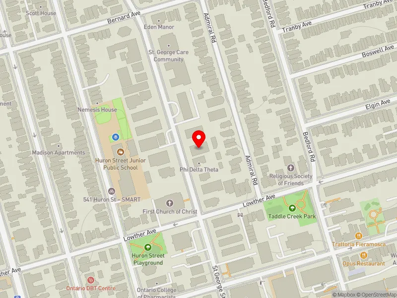 RentSafeTO apartment evaluation map view of 169 ST GEORGE ST in University-Rosedale, Toronto