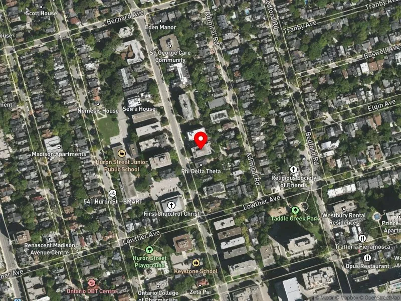 RentSafeTO apartment evaluation satellite view of 169 ST GEORGE ST in University-Rosedale, Toronto