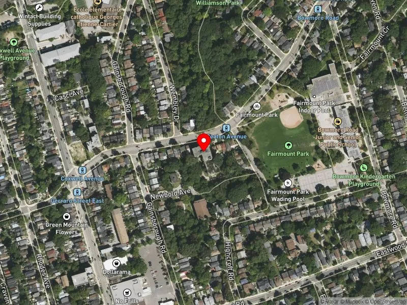 RentSafeTO apartment evaluation satellite view of 1691 GERRARD ST E in Beaches-East York, Toronto
