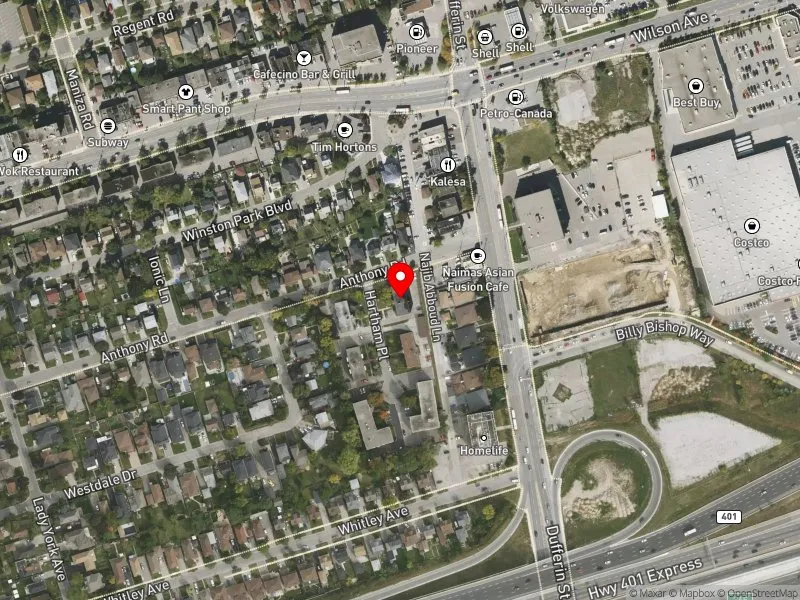 RentSafeTO apartment evaluation satellite view of 17 ANTHONY RD in York Centre, Toronto