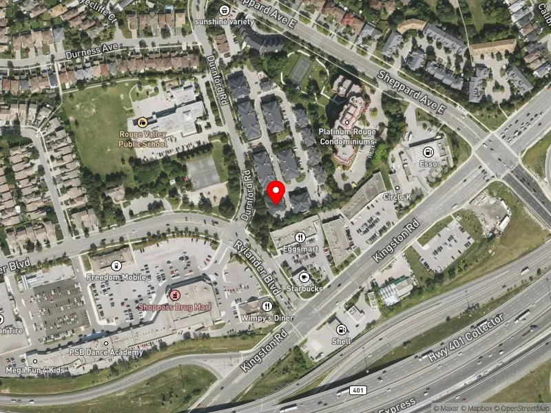 RentSafeTO apartment evaluation satellite view of 17 DURNFORD RD in Scarborough-Rouge Park, Toronto