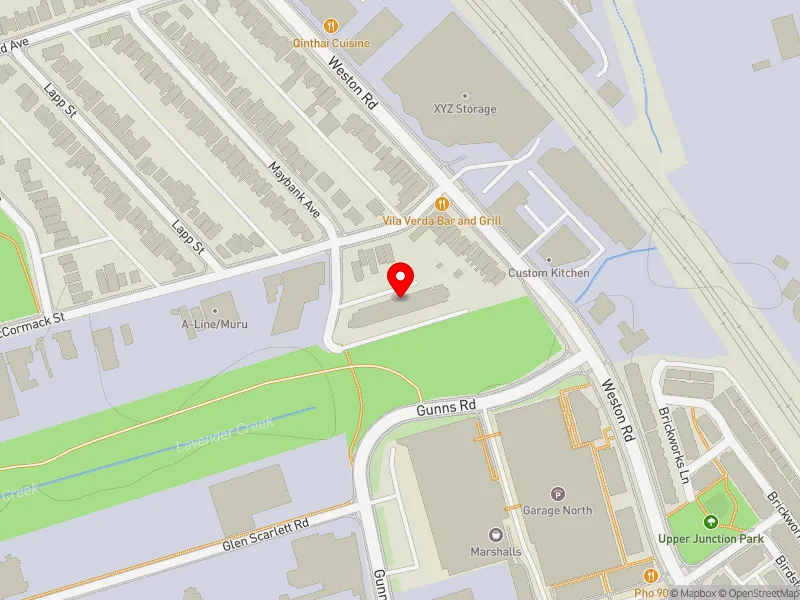 RentSafeTO apartment evaluation map view of 17 MC CORMACK ST in York South-Weston, Toronto