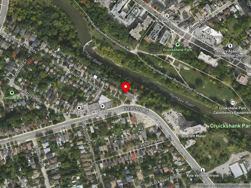 RentSafeTO apartment evaluation satellite view of 17 RIVERVIEW HTS in Etobicoke North, Toronto