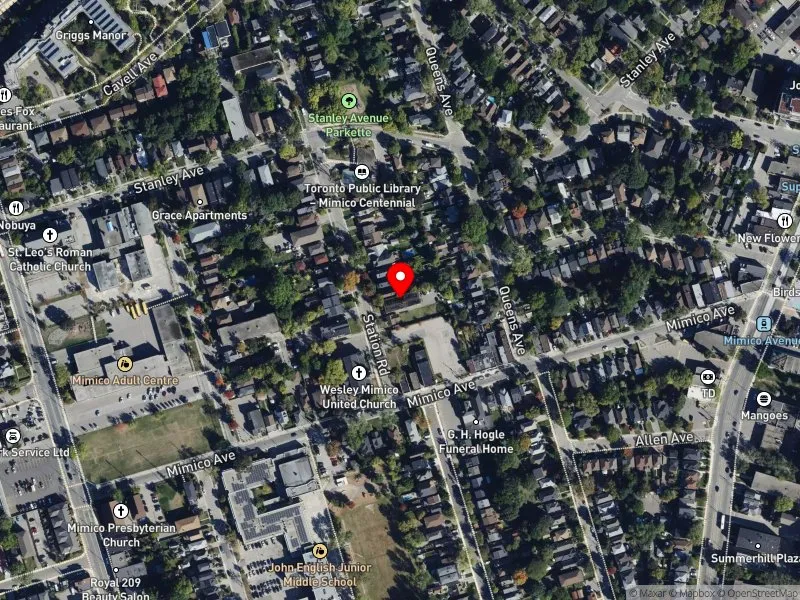 RentSafeTO apartment evaluation satellite view of 17 STATION RD in Etobicoke-Lakeshore, Toronto