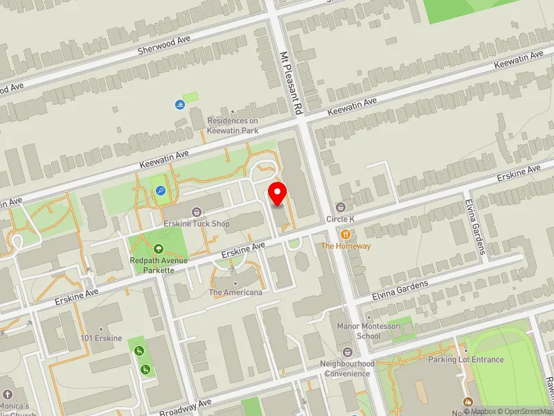 RentSafeTO apartment evaluation map view of 170 ERSKINE AVE in Don Valley West, Toronto