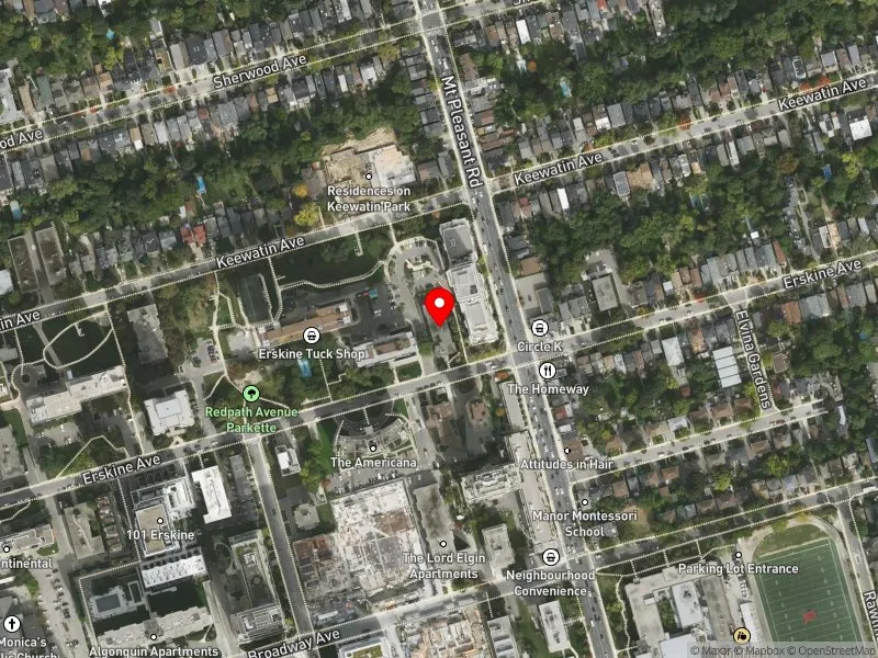 RentSafeTO apartment evaluation satellite view of 170 ERSKINE AVE in Don Valley West, Toronto