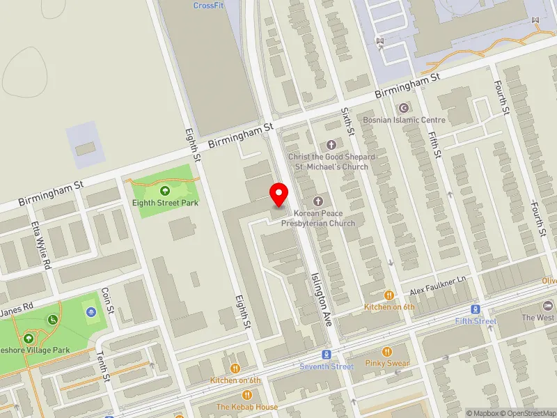 RentSafeTO apartment evaluation map view of 170 ISLINGTON AVE in Etobicoke-Lakeshore, Toronto