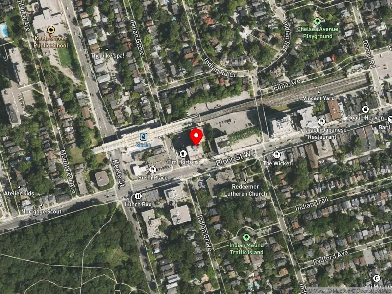 RentSafeTO apartment evaluation satellite view of 1700 BLOOR ST W in Parkdale-High Park, Toronto