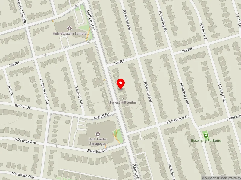 RentSafeTO apartment evaluation map view of 1701 BATHURST ST in Toronto-St. Paul's, Toronto