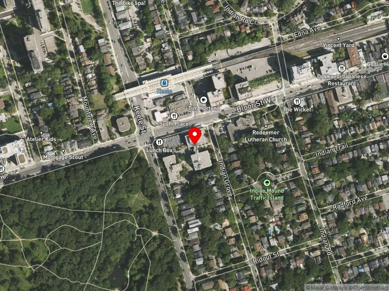 RentSafeTO apartment evaluation satellite view of 1709 BLOOR ST W in Parkdale-High Park, Toronto