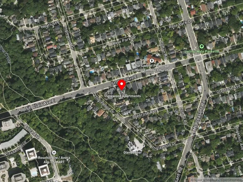 RentSafeTO apartment evaluation satellite view of 171 ST CLAIR AVE E in University-Rosedale, Toronto