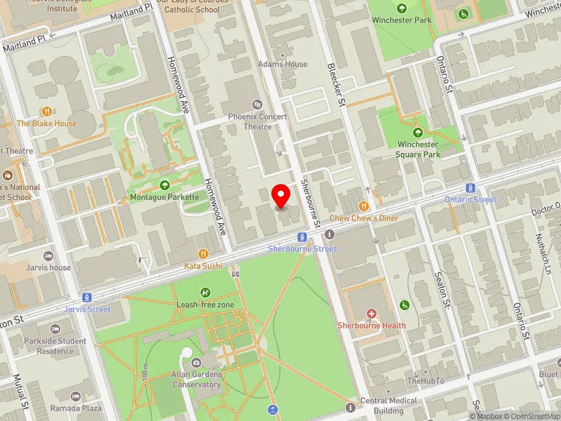 RentSafeTO apartment evaluation map view of 172 CARLTON ST in Toronto Centre, Toronto