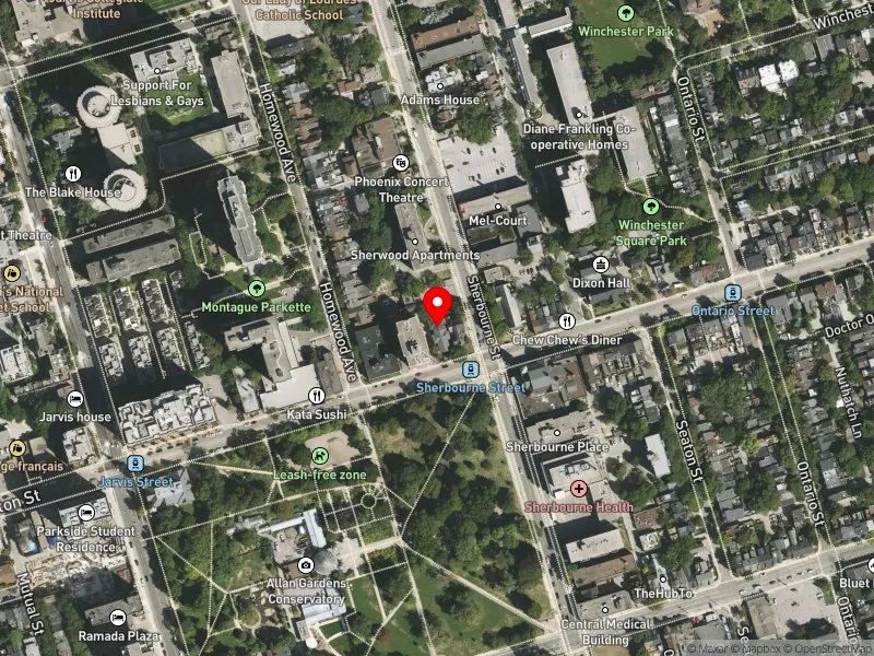 RentSafeTO apartment evaluation satellite view of 172 CARLTON ST in Toronto Centre, Toronto