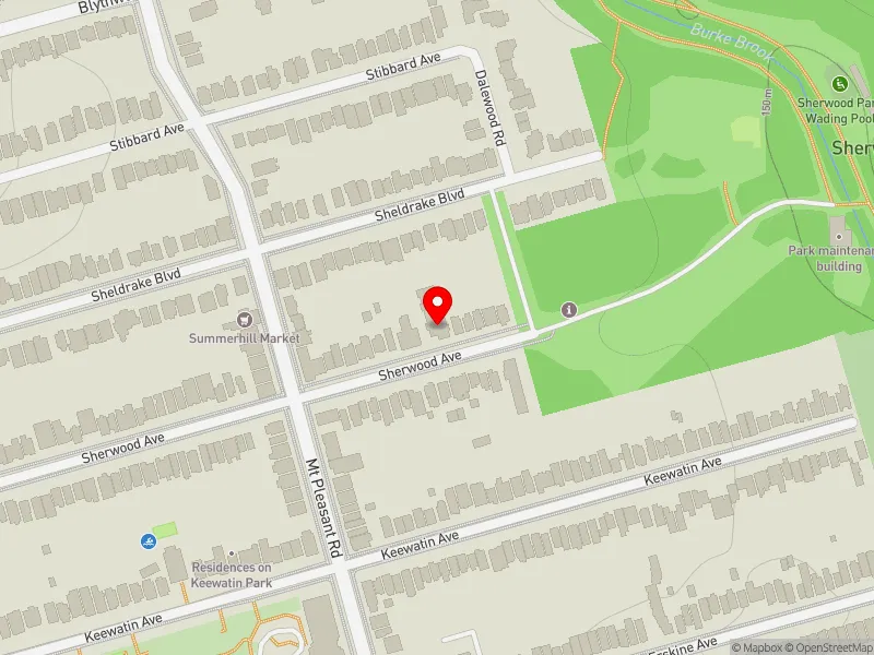 RentSafeTO apartment evaluation map view of 172 SHERWOOD AVE in Don Valley West, Toronto