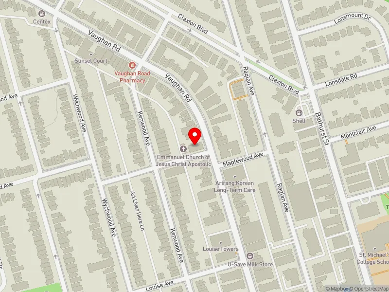 RentSafeTO apartment evaluation map view of 172 VAUGHAN RD in Toronto-St. Paul's, Toronto