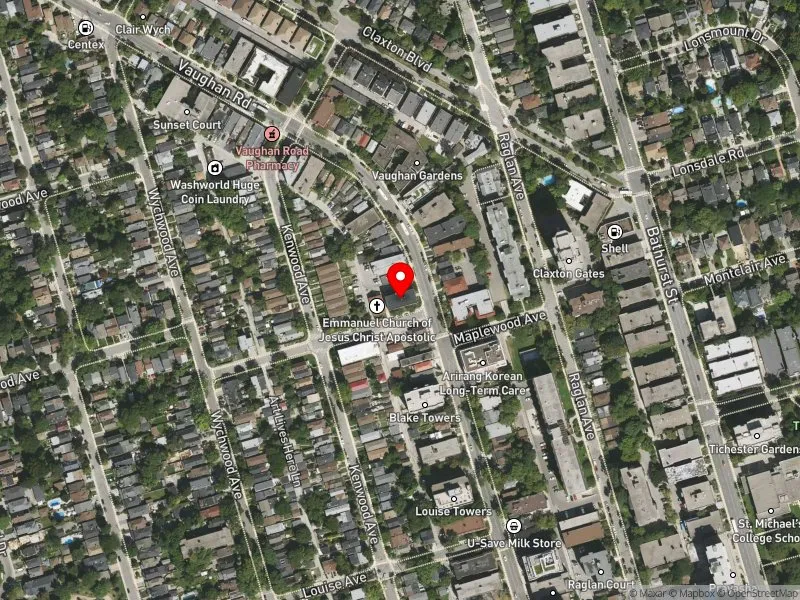 RentSafeTO apartment evaluation satellite view of 172 VAUGHAN RD in Toronto-St. Paul's, Toronto