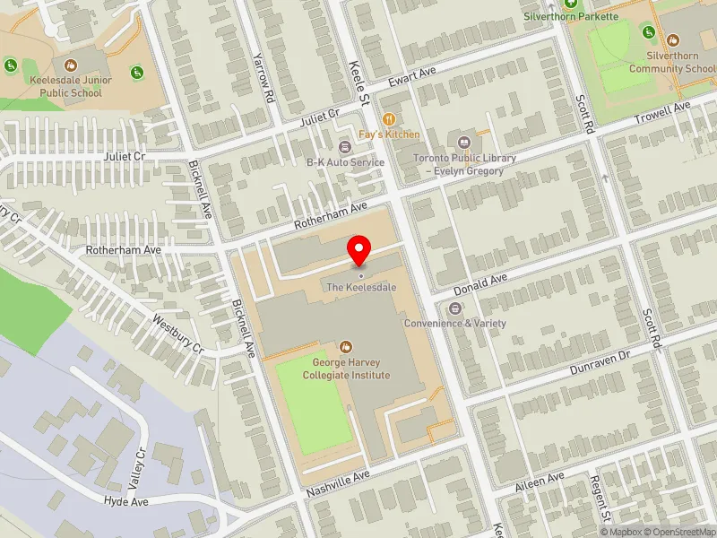 RentSafeTO apartment evaluation map view of 1720 KEELE ST in York South-Weston, Toronto