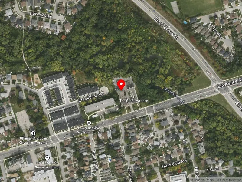 RentSafeTO apartment evaluation satellite view of 1728 LAWRENCE AVE W in York South-Weston, Toronto