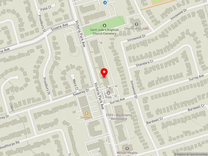 RentSafeTO apartment evaluation map view of 1731 VICTORIA PARK AVE in Scarborough Centre, Toronto