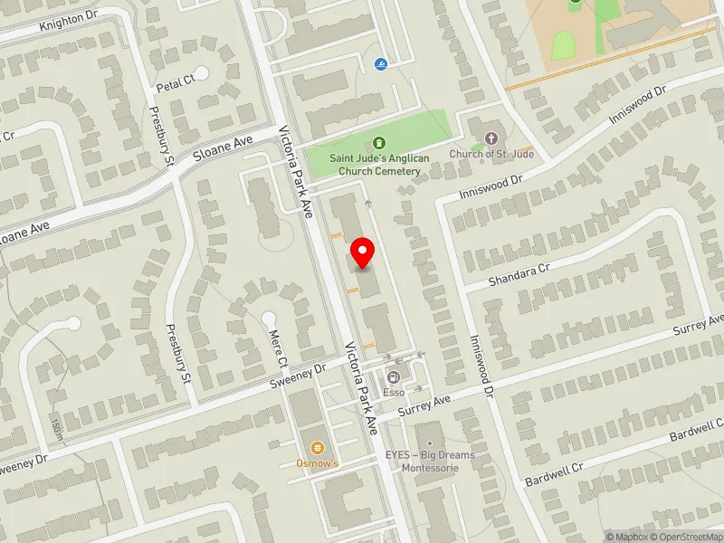 RentSafeTO apartment evaluation map view of 1735 VICTORIA PARK AVE in Scarborough Centre, Toronto