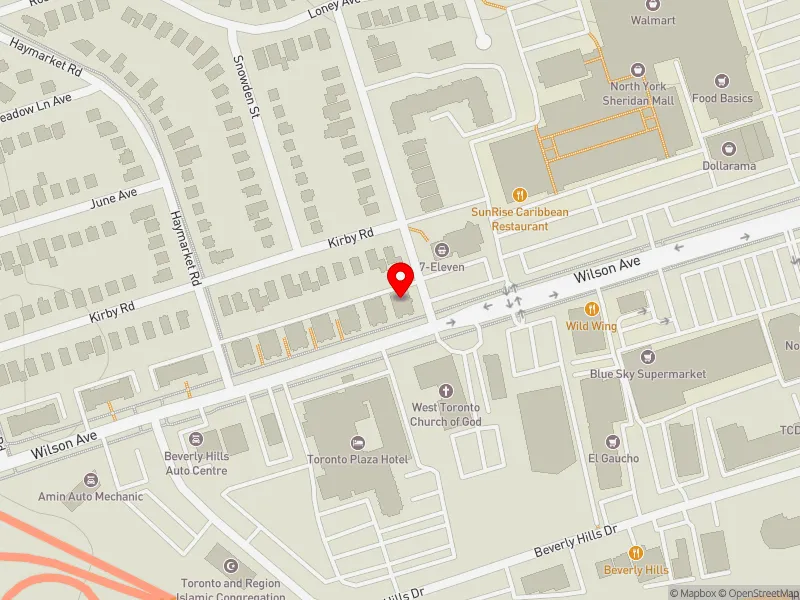 RentSafeTO apartment evaluation map view of 1738 WILSON AVE in Humber River-Black Creek, Toronto