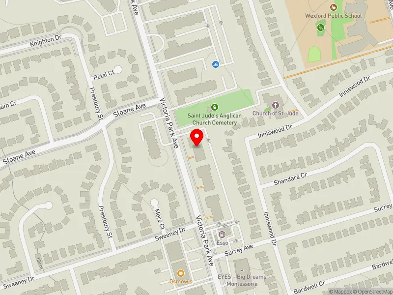 RentSafeTO apartment evaluation map view of 1739 VICTORIA PARK AVE in Scarborough Centre, Toronto
