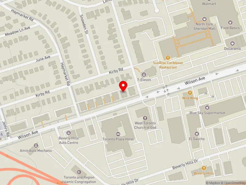 RentSafeTO apartment evaluation map view of 1740 WILSON AVE in Humber River-Black Creek, Toronto