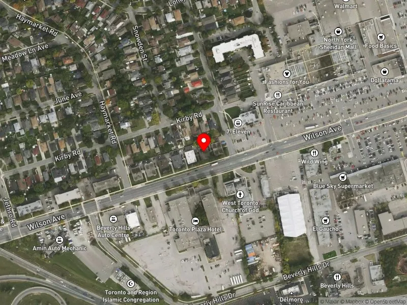 RentSafeTO apartment evaluation satellite view of 1740 WILSON AVE in Humber River-Black Creek, Toronto
