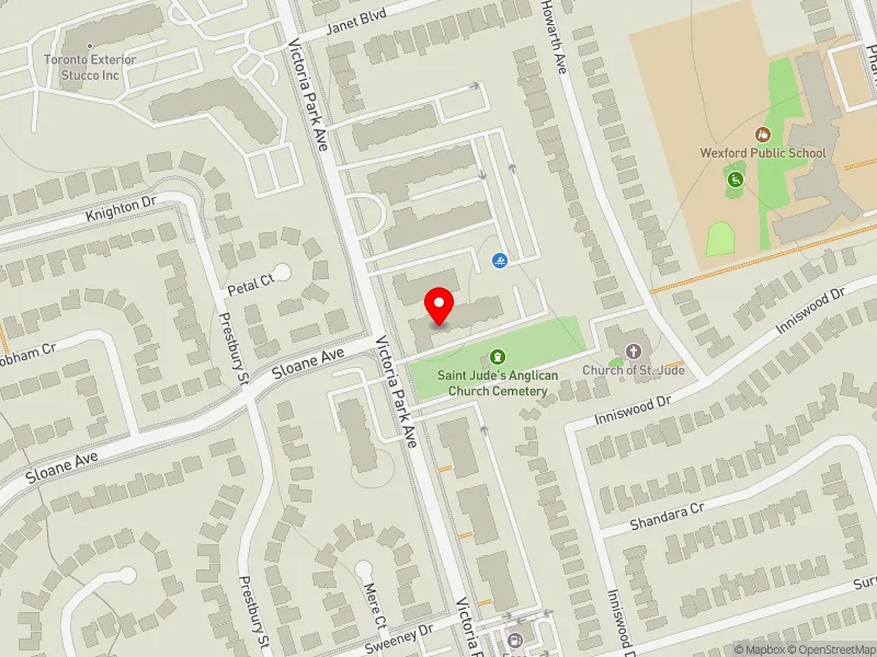 RentSafeTO apartment evaluation map view of 1749 VICTORIA PARK AVE in Scarborough Centre, Toronto