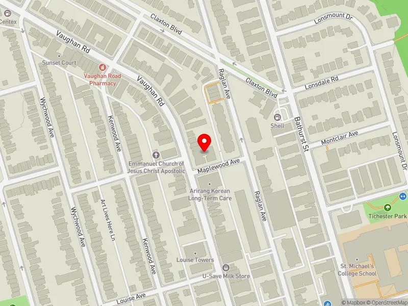 RentSafeTO apartment evaluation map view of 175 VAUGHAN RD in Toronto-St. Paul's, Toronto