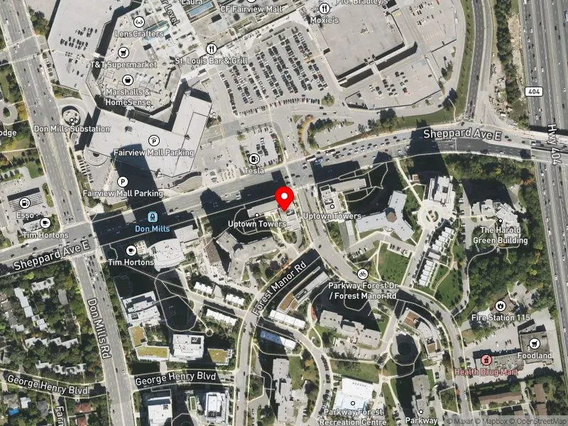 RentSafeTO apartment evaluation satellite view of 1751 SHEPPARD AVE E in Don Valley North, Toronto