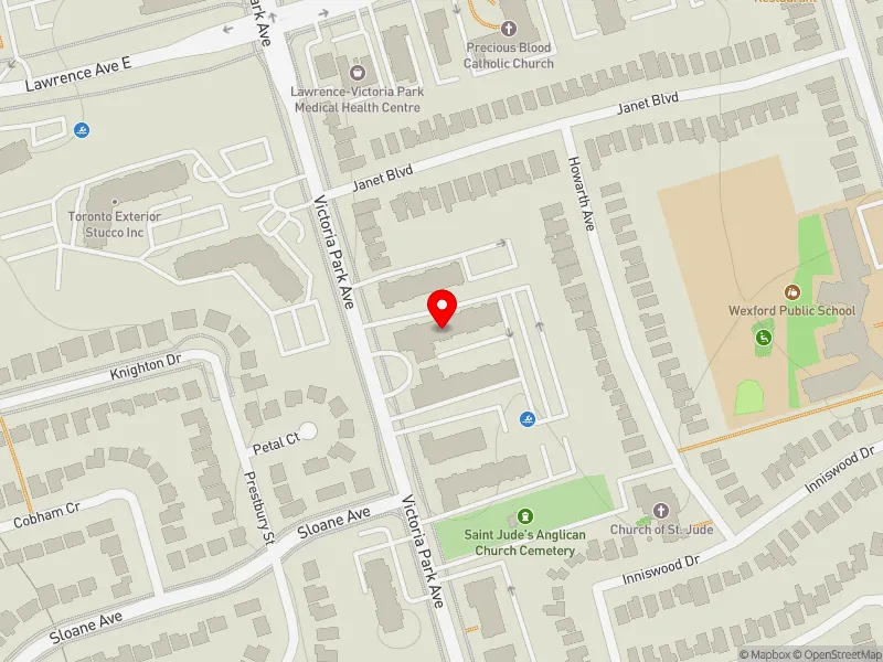 RentSafeTO apartment evaluation map view of 1759 VICTORIA PARK AVE in Scarborough Centre, Toronto