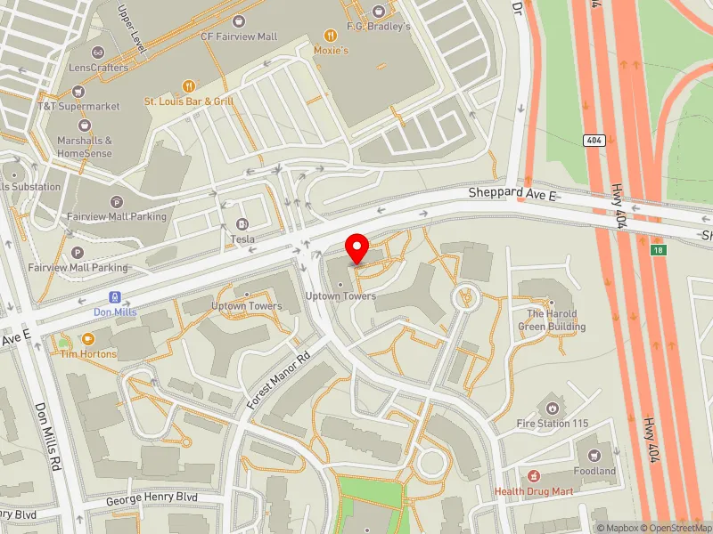 RentSafeTO apartment evaluation map view of 1761 SHEPPARD AVE E in Don Valley North, Toronto