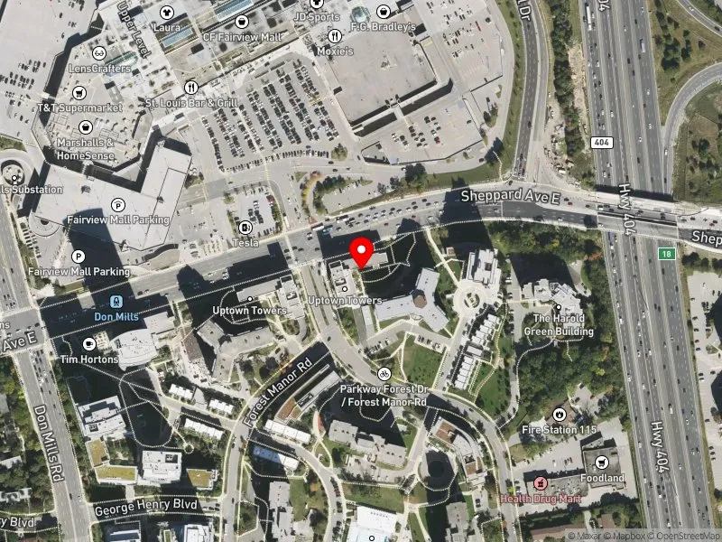 RentSafeTO apartment evaluation satellite view of 1761 SHEPPARD AVE E in Don Valley North, Toronto